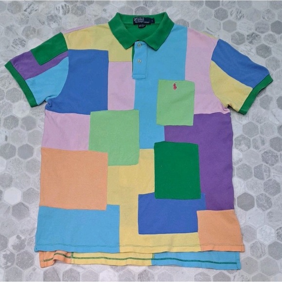 Polo by Ralph Lauren Other - Vintage Polo Ralph Lauren Patchwork Colorblock Pastel Shirt Spring Colorblock